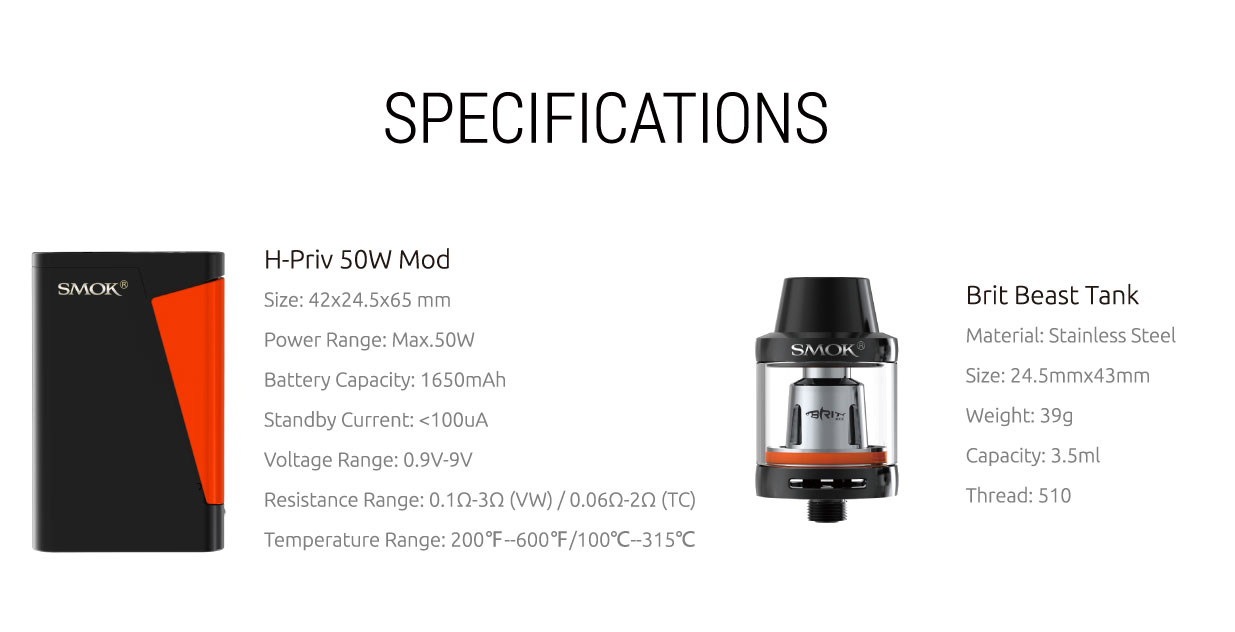Smok - H-Priv Mini Set 50W mit Brit Beast Tank